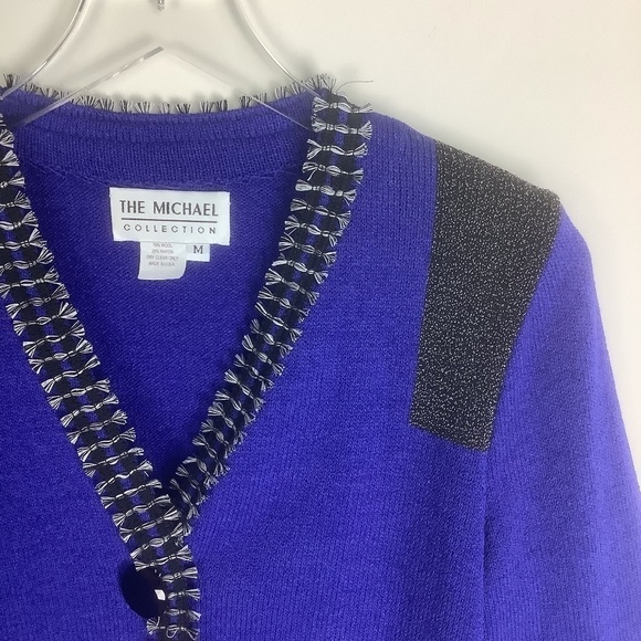 Michael Collection Royal Blue Wool Blazer M Vintage - Picture 2 of 10